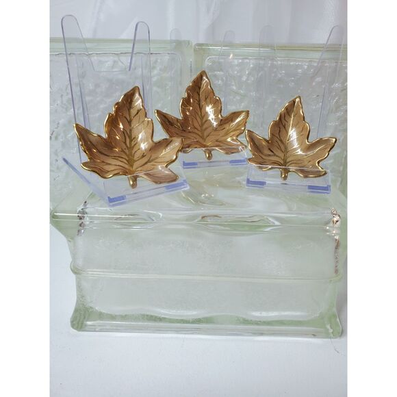 Maple Leaf Autum Gold or Golden Age Trinket Dishes Possibly Royal Winton Ceramic - Picture 3 of 10